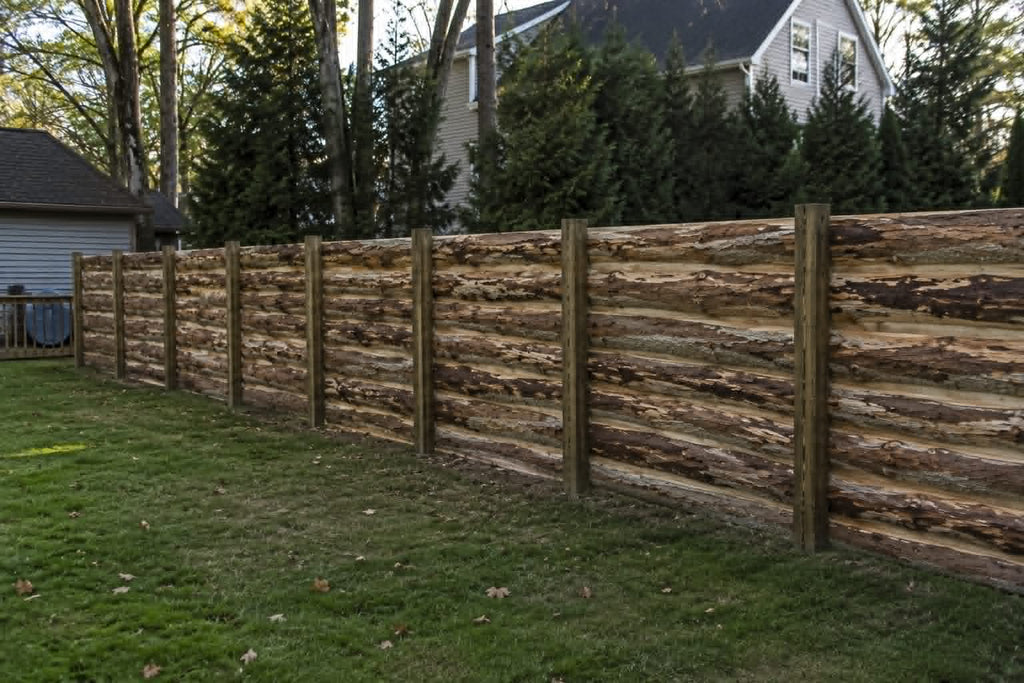 Rustic Log Fence Panels — 6’ x 8’