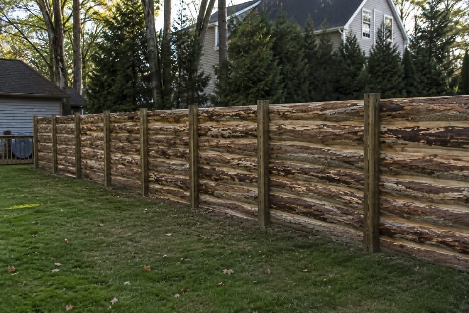 Rustic Log Fence Panels — 6’ x 8’